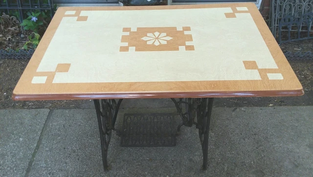 Vintage PORCELAIN ENAMEL ENAMELWARE TABLE CABINET TOP 40"x25" BROWN Antique