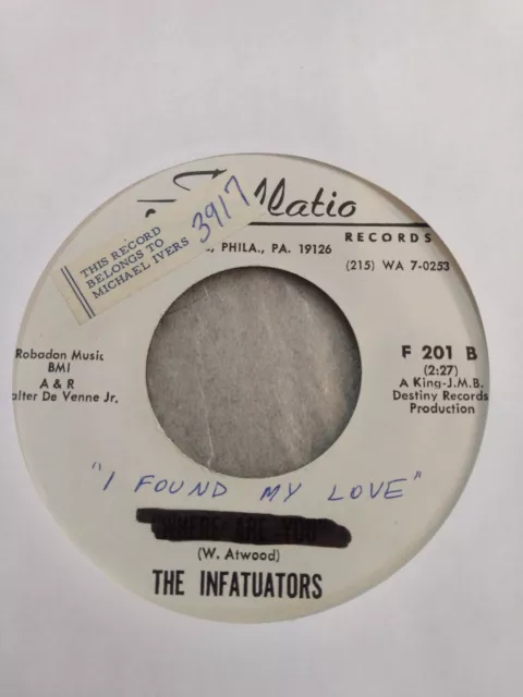 RARE DOO WOP The Infatuators Where Are You Fellatio 1960s EX RE 7" 45 RPM 2