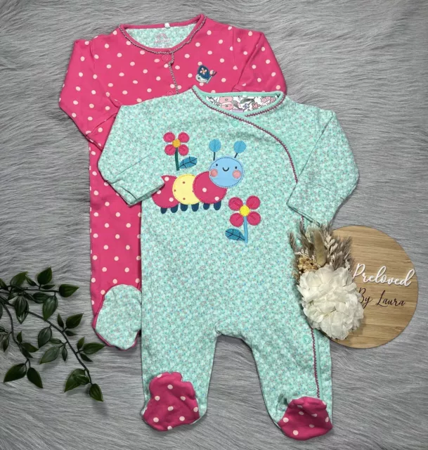 NEXT Baby Girls Set Of 2 Preloved Sleepsuits Upto 1 Month