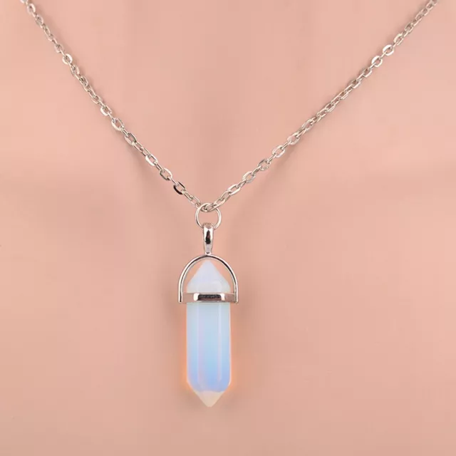 Natural Crystal Pendulum Quartz Stone Pendant Chakra Healing Gemstone Necklace 12