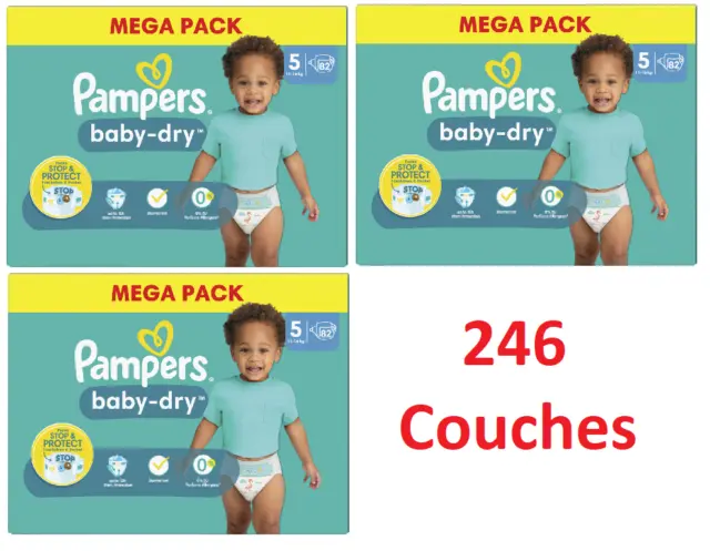 Pampers Lot 246 Couches Pampers baby dry  Taille 5  11kg -16kg