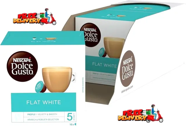 Nescafe Dolce Gusto Flat White Coffee Pods  (Pack of 3, Total 48 Capsules)