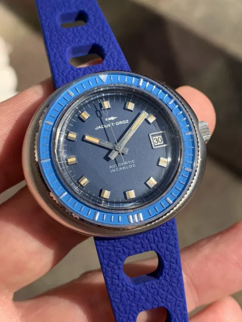 VINTAGE JAQUET DROZ Mens Diver Watch Monoblock Case Automatic