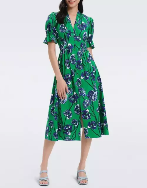 Diane von Furstenberg Cotton Shirt Dress Short Sleeve Midi Dress for Women