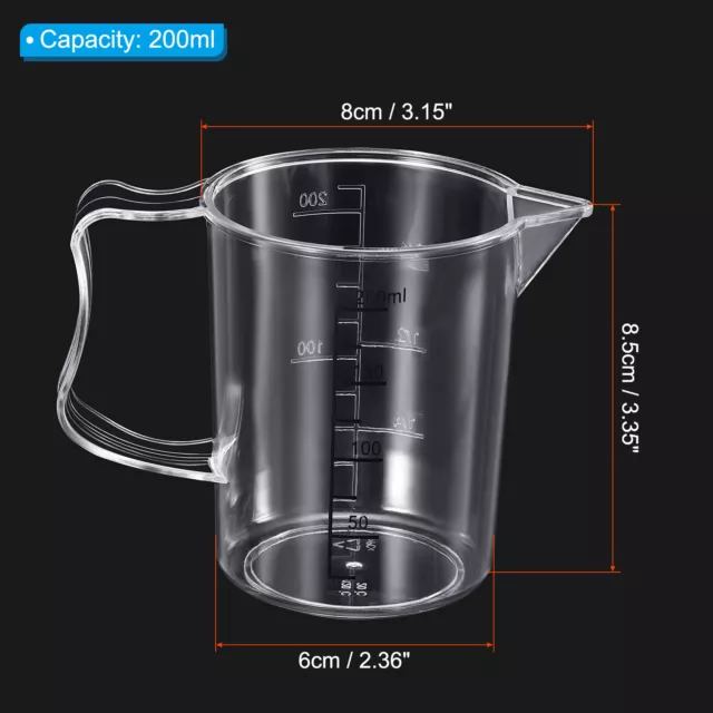 Graduated Bécher, 200ml PC Liquide Tasse Double Face Poignée pour Cuisine 2