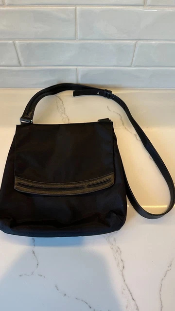 Tumi Nylon Leather Trim Flap Crossbody Purse Bag - Black