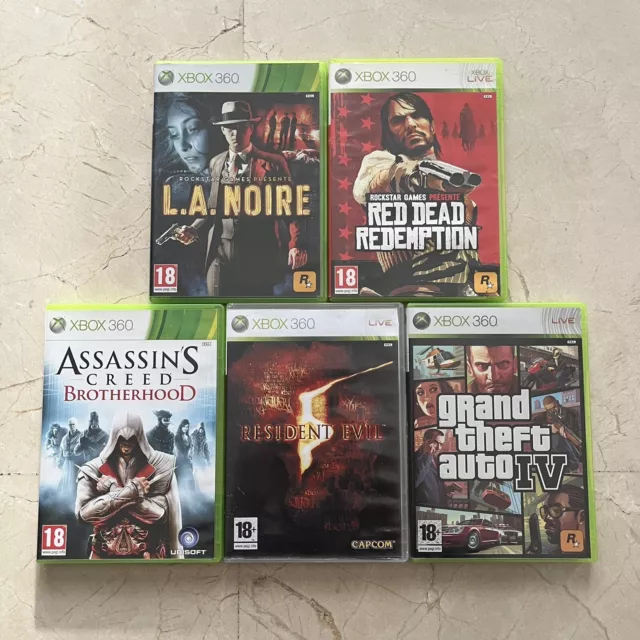 Lot 5 jeux Microsoft Xbox 360 - Resident Evil, Red Dead, LA Noire, AC, GTA