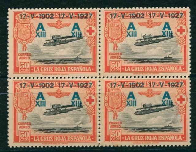 España 1927. Edifil 370** Bloque de 4 - XXV Aniv. Jura Constitución Alfonso XIII