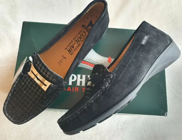 chaussures en cuir neuves Mephisto modèle Norma noir et doré taille 38 (pa)