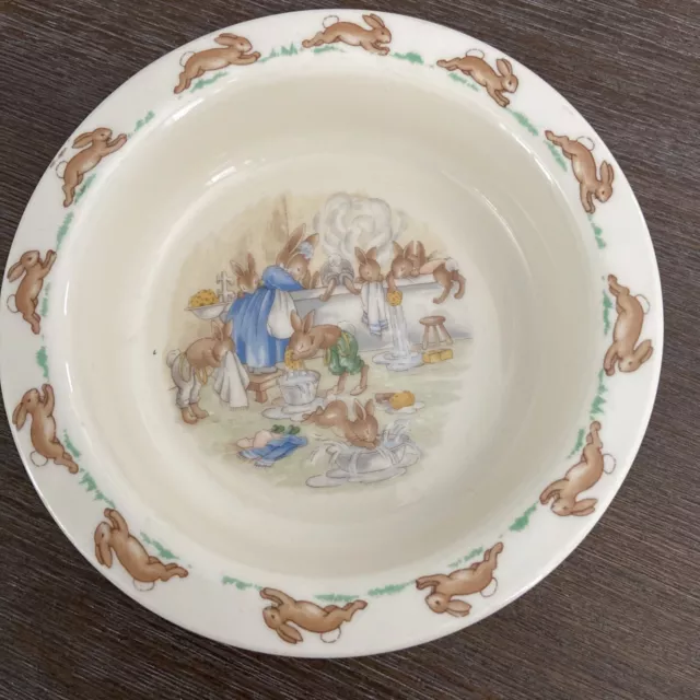 Vintage 1936 Royal Doulton Bunnykins Family “Bath Time” Childs Cereal Bowl