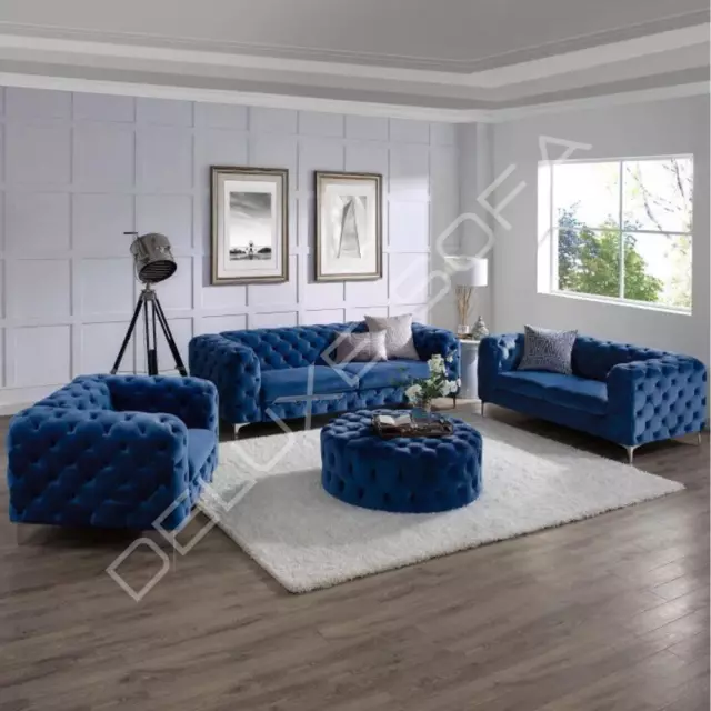 Luxury Monaco Chesterfield Sofa Set 1,2,3 Seater/Corner /3+2 Settee Set Lounger