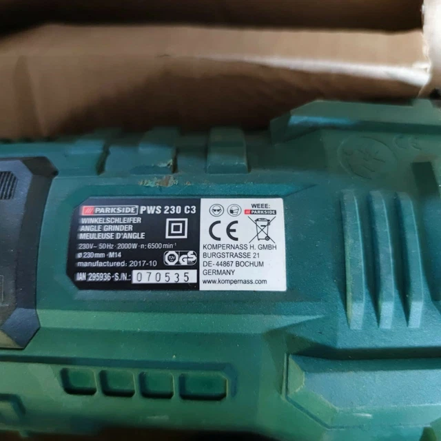 SMERIGLIATRICE ANGOLARE PARKSIDE PWS 230 C3 2000W 230V elettrica a cavo