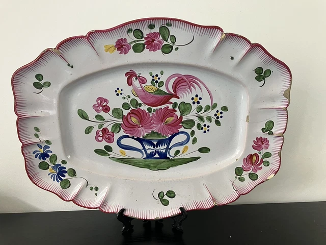 Grand Plat Décoratif Capodimonte - Décor De Faunes Ailés - Ancien/Bel état