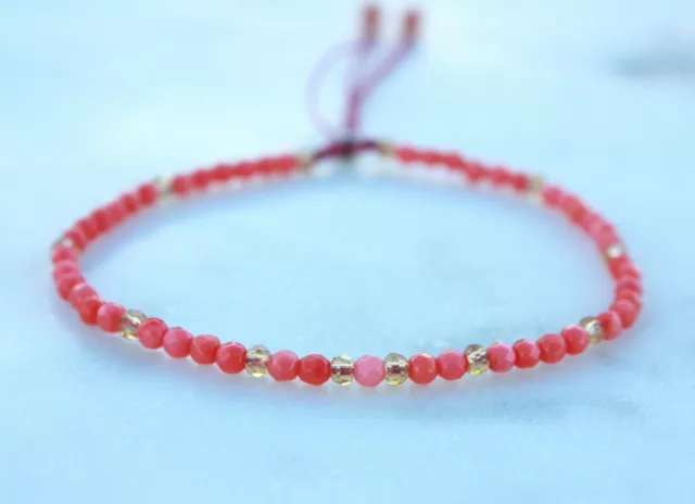 3mm pink coral bracelet/precision faceted crystal/Healing Crystal Therapy
