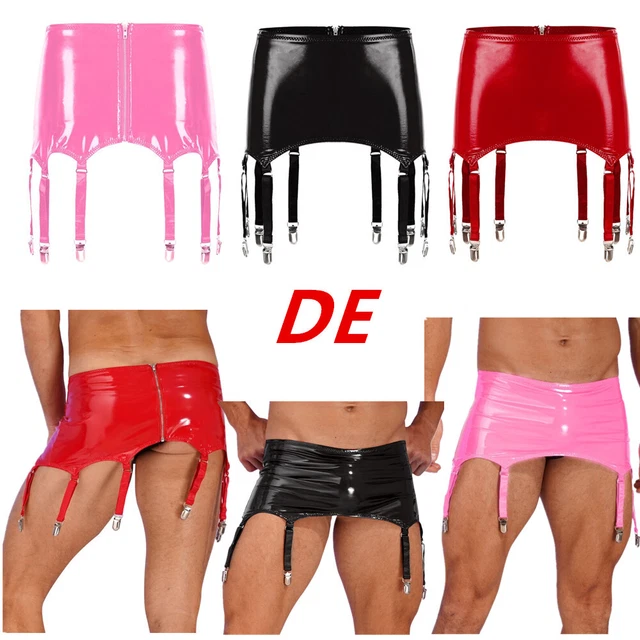 DE HERREN WETLOOK Strumpfband Strapsg rtel Breit Lackleder Garters Mit de-herren-wetlook-strumpfband-strapsg-rtel-breit-lackleder-garters-mit