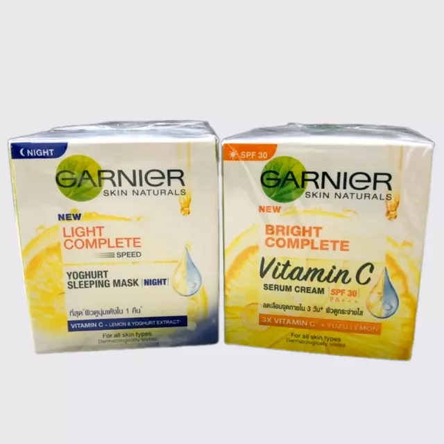 2x Garnier Skin Naturals Suero Completo Brillante Día/Noche Piel Blanca 50 ml.