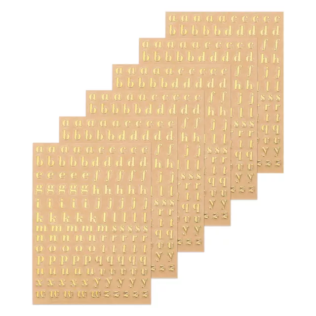 6 Blätter Buchstabe Harz Aufkleber 3D Klein A bis Z Gold Alphabet Sticker 4.5mm