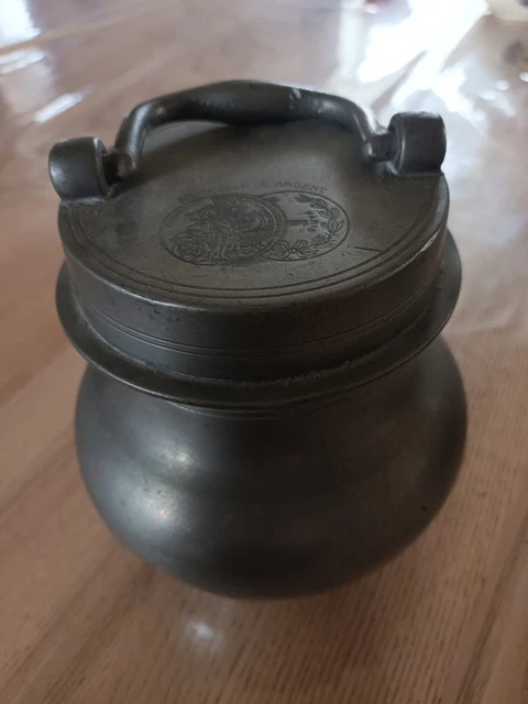 Ancien pot à bouillon en étain  " Sustenteur - Lucotte" Paris - 1875 -N°1