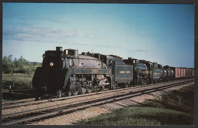 VINTAGE POST CARD - C.P.R.'s PACIFICS (4-6-2) - DOUBLEHEADED - AUSTIN, MANITOBA