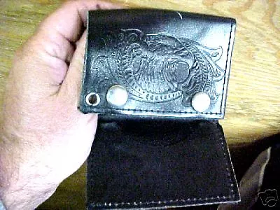 B34 vintage Folk art Bald Eagle Leather Wallet USA