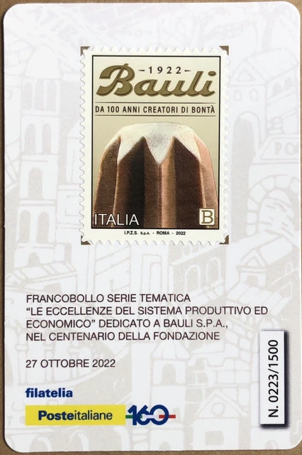 ITALIA 2022 BAULI TESSERA FILATELICA FRANCOBOLLO tiratura 1500