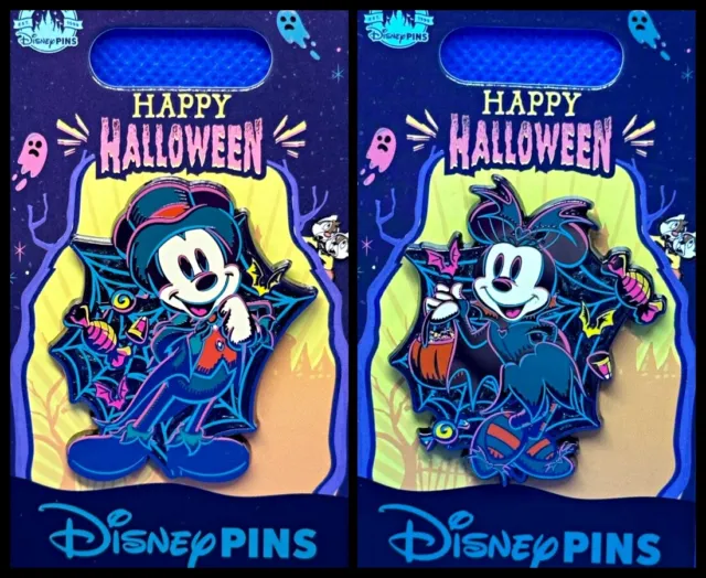 Disney Parks 2 Pin Lot HALLOWEEN 2023 Mickey + Minnie Mouse - NEW