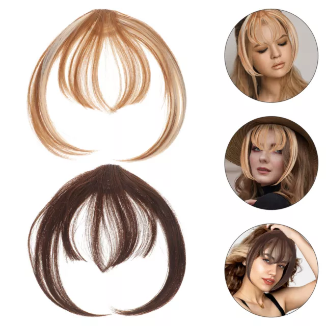 2pcs Fake Bangs Hair Extensions Women Clip On Bangs Fringe with