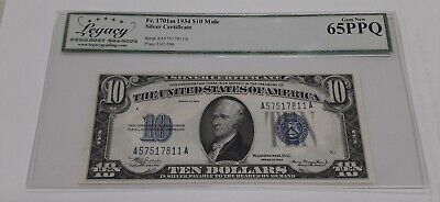1934 *MULE* $10 Ten Dollar Silver Certificate Legacy Gem New 65 PPQ Fr. 1701m