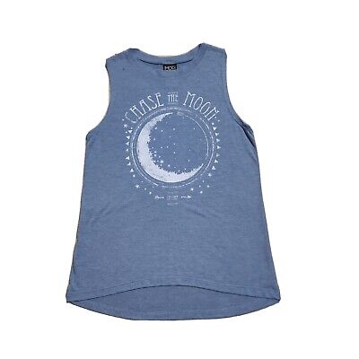 Modern Lux Womens Tank Top XS Small Chase The Moon Graphic Print Blue