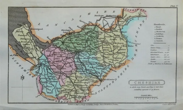 CHESHIRE, Capper Original Hand Coloured Antique County Map 1808