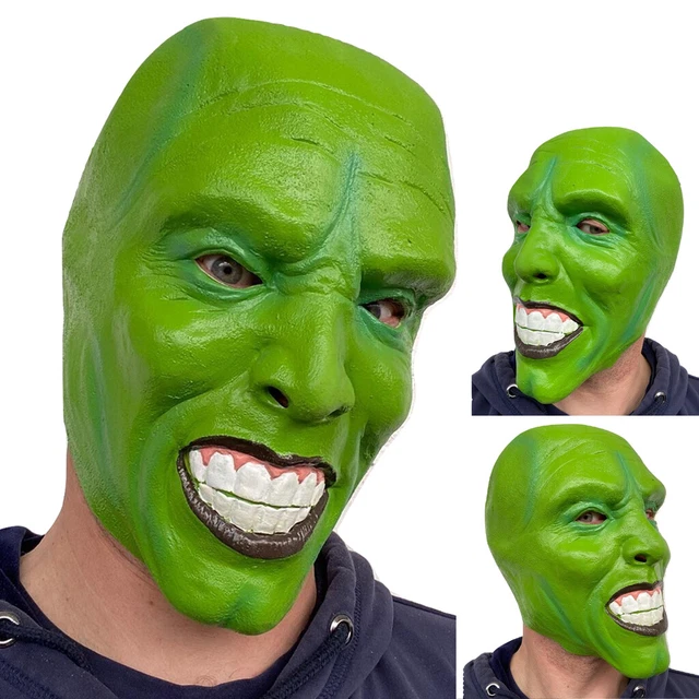 'THE MASK' GREEN Latex Mask Jim Carrey Movie Fancy Dress Loki Halloween