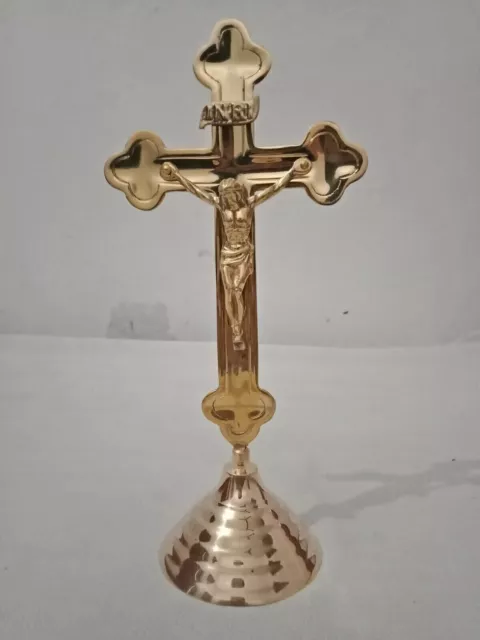 Brass Altar Cross Jesus Christ Crucifix Vintage Nautic brass 19th.century Church