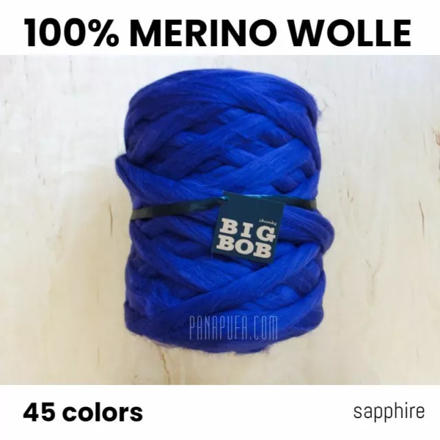 Merino garn chunky knit super dicke  zum filzen Wolle Armstricken  SAPHIR  100%