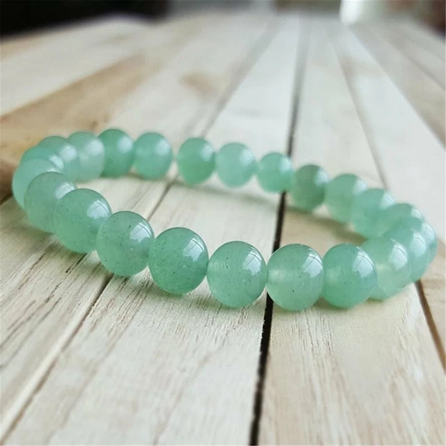 8mm Natural Green Aventurine Beads Handmade Bracelet 7.5inch Chakra Yoga