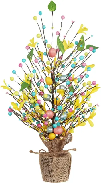 20" Easter Tree Easter Decorations Table Centerpiece Easter Eggs Yellow Floral