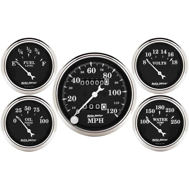 AutoMeter 1708 GAUGE KIT, 5 PC., 3 1/8" & 2 1/16" , MECH. SPEEDOMETER, OLD TYM