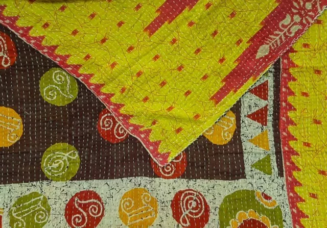 Kantha Trapunta Vintage Ralli Gudri Indiano Handmade Coperta VKQ1343