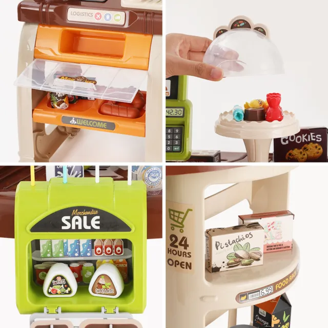 Keezi Kids Supermarket Pretend Role Play Shop Grocery 52 Accessories Toy Set 3