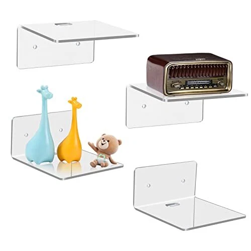 Acrylic Small Shelf Mini Floating Wall Shelf Wall Mounted Storage Shelf For Pic