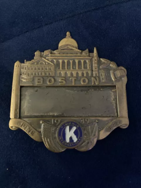 1939 Vintage Kiwanis Club International Boston ICON Enamel Pin Brooch Name Badge