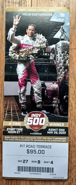 2022 Indianapolis Indy 500 Ticket Stub Helio Castroneves Marcus Ericsson MCrease 2022 Indianapolis Indy 500 Ticket Stub Helio Castroneves Marcus Ericsson MCrease