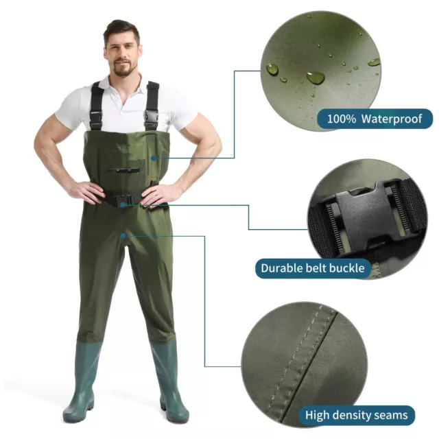 WADERS FOR MEN Nylon Chest Waders with Boots Waterproof Fly