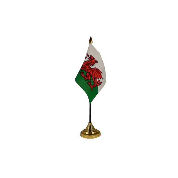 Wales Table Desk Flag - 10 x 15 cm National Country Hand Red Dragon Euro 2016