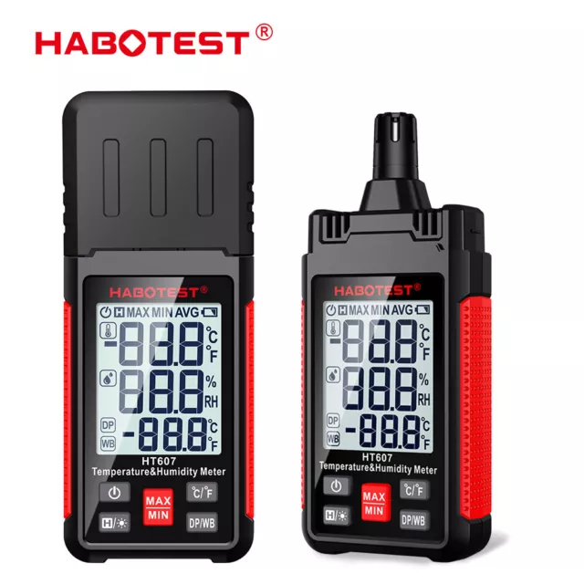 HABOTEST HT607 Digital Temperature Humidity Meter with Dew Point Wet Bulb