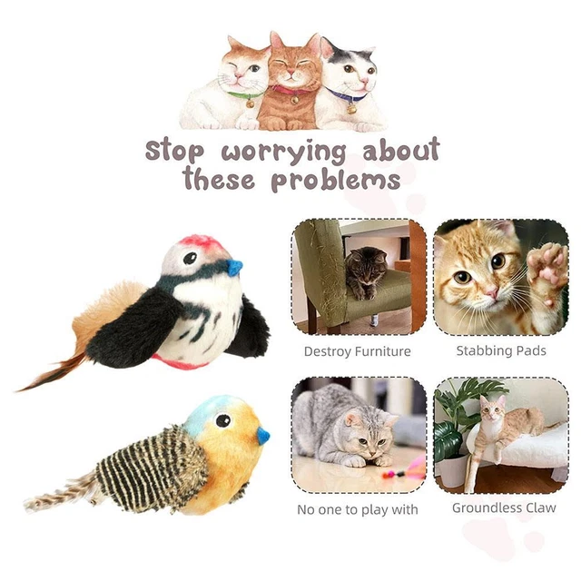 Interactive Cat Kicker Toy Lifelike Chirping Bird for Indoor Exercise