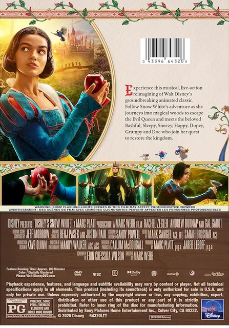 SNOW WHITE 2025 dvd Gal Gadot Rachel Zegler Free Shipping $17.37 ...