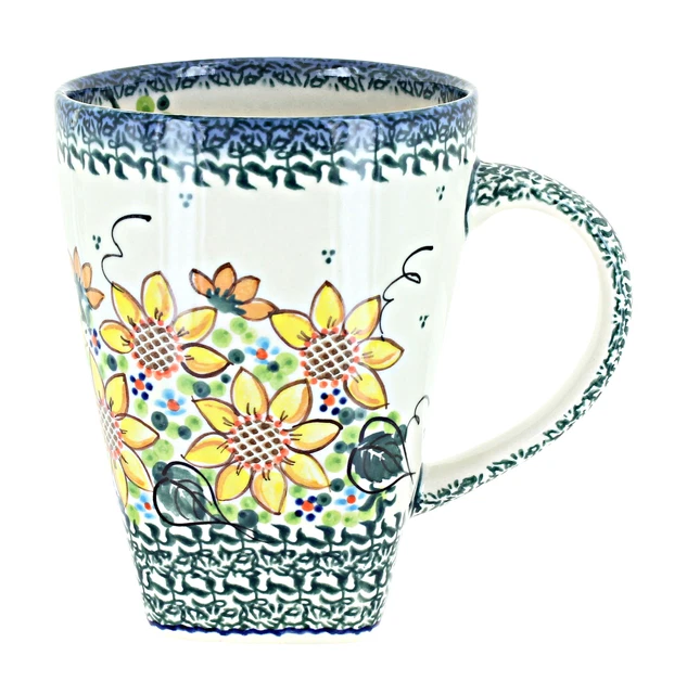 Blue Rose Polish Pottery Summer Picnic Large Coffee Mug