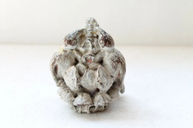 Antique Old Hand Carved Rare Wooden Birds Figure Decorative Statue NH4288