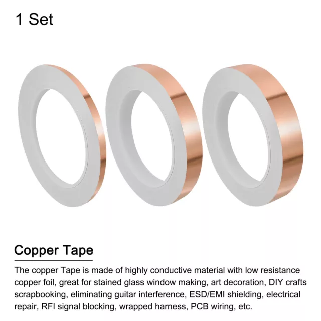 Copper Tape 0.24" 0.39" 0.59" 21 Yards 0.05mm Thick Single Sided 1 Set 3