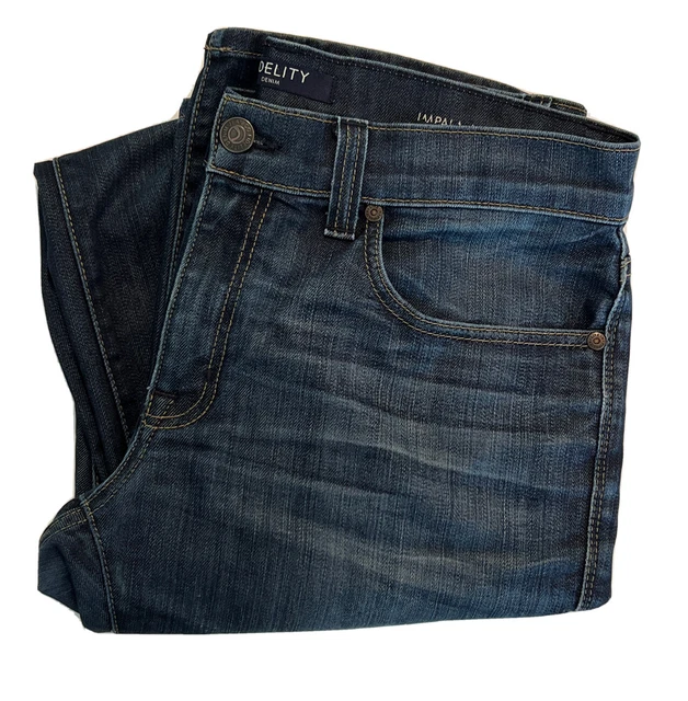 Fidelity Impala Men's Dark Blue Denim Jeans Sz. 33 x 34 Cut 3707 Kimora Vintage